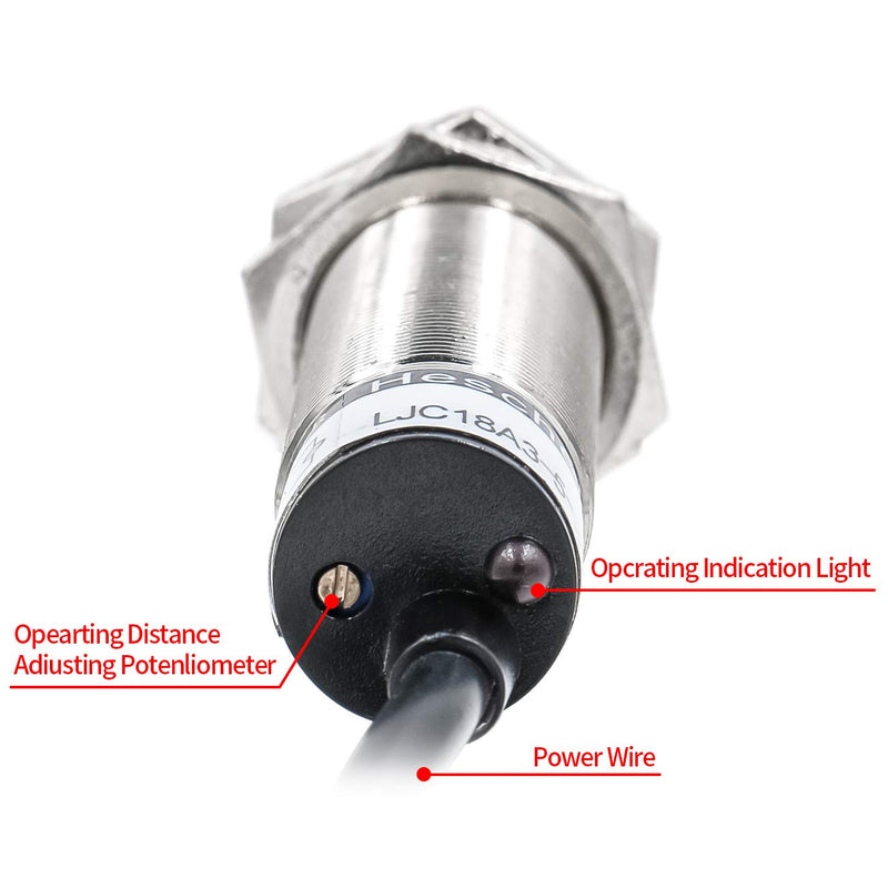 Heschen M18 Capacitive Proximity Sensor Switch Shield Type LJC18A3-5-Z/AX Detection 5mm 10-30VDC 200mA NPN Normally Closed(NC) 3 Wires