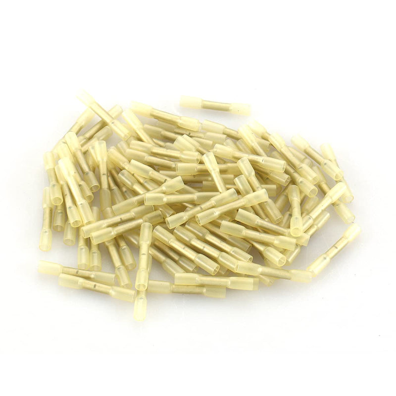 Baomain Yellow Heat Shrink Butt Wire Crimp Connectors Electrical Terminals AWG 26-22 100 Pack