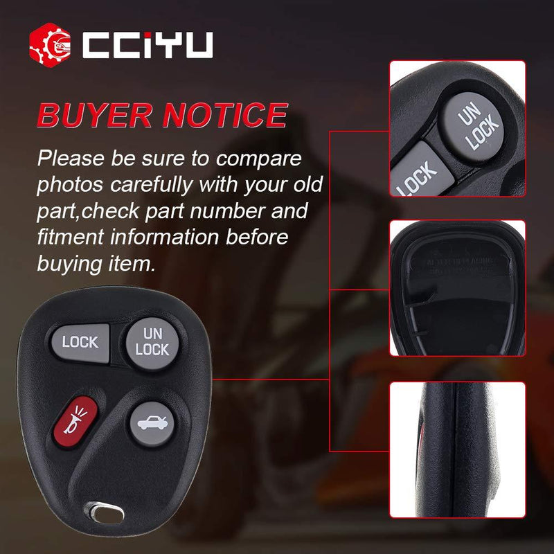 cciyu ABO1502T 2X Remote Key Fob Clicker Control Keyless Entry Replacement for c hevy S10 Blazer 1500 1500HD 2500 2500HD 3500 Suburban 1500 2500 ABO1502T