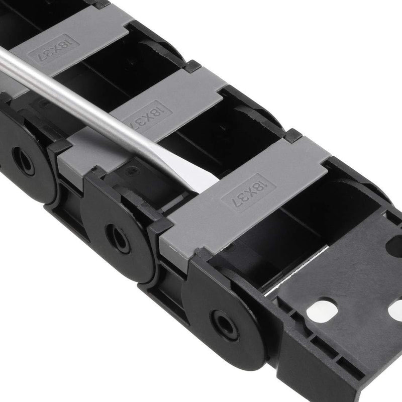uxcell Drag Chain Cable Carrier Open Type with End Connectors 18X37mm 1 Meter Plastic for Electrical CNC Router Machines Black 18mmX37mm