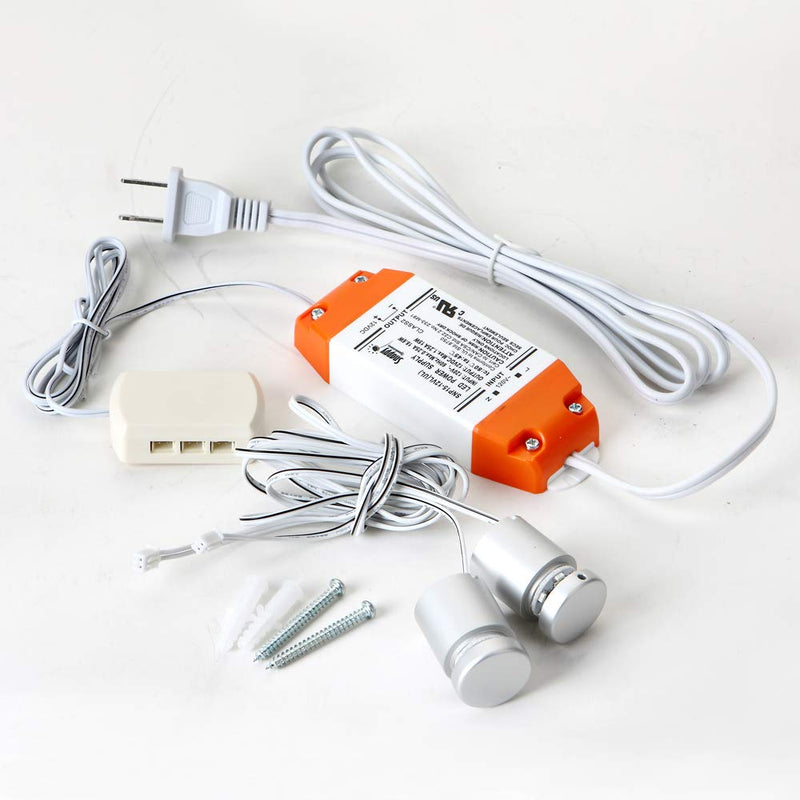 TOPNIKE LED Sign Standoffs 1"×1", Silver Aluminum, White LED Standoff Sign Holder, for Glass, Acrylic and Other Transparent Plates, Pack of 4 LED Standoffs with 1 Power Supply.