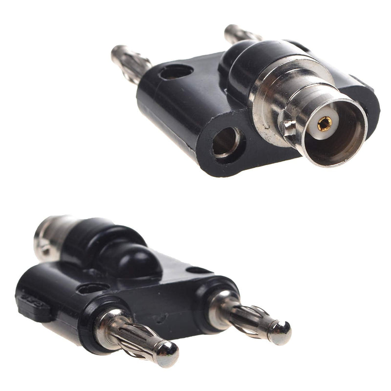 MWRF Source 2 PC BNC Female Jack to Dual Banana Male Plug Coaxial Adapter (BNC Female - Banana Male) BNC Female - Banana Male