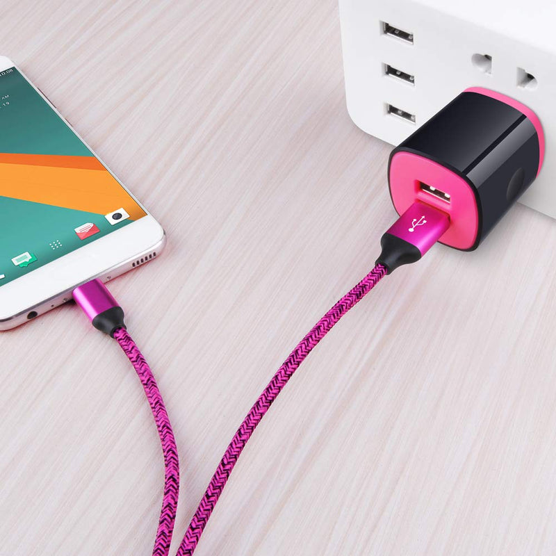 USB Type C Charger, AndHot 2-Port Wall Charger Power Adapter +6ft Fast Charge USB C Cable for Samsung Galaxy S22 S21 S20 FE Note 20 Ultra 10 9 S10 S9 A13 A50 A51 A02S A12 A32 A10E A20 A70 A11 A21 A71 Rose