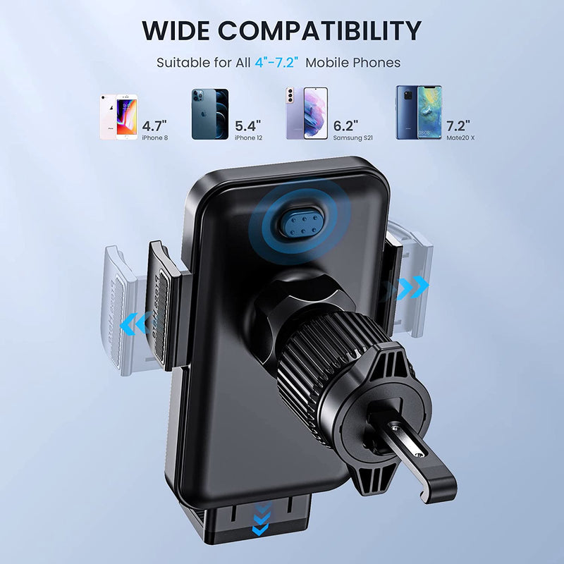CINDRO Car Vent Phone Mount for Car [Military-Grade Hook Clip] Phone Stand for Car [Thick Cases Friendly] Air Vent Clip Cell Phone Holder for Smartphone, iPhone, Automobile Cradles Universal Dark