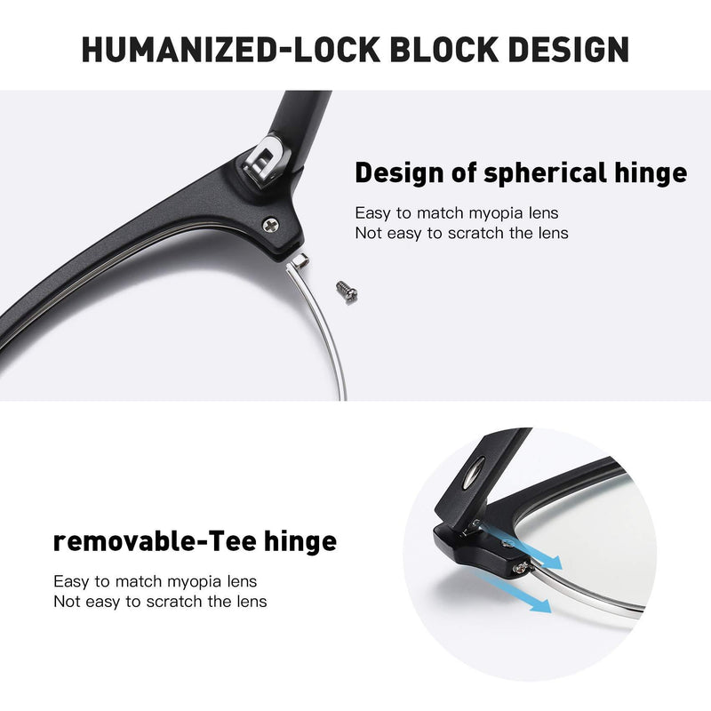 AOMASTE Blue Light Blocking Glasses Retro Semi Rimless UV400 Clear Lens Computer Eyewear For Men Women C2 Matte Black Silver Frame