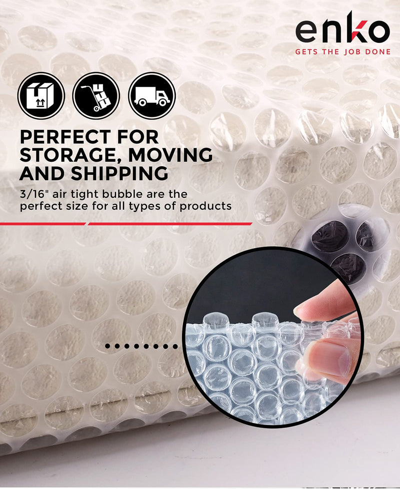 enKo (2 Pack) 12 inch x 72 feet Bubble Cushioning Wrap Roll Perforated 20 Fragile Sticker Labels for Moving Shipping Packing Boxes Supplies 2 Rolls: 12 in x 72 ft