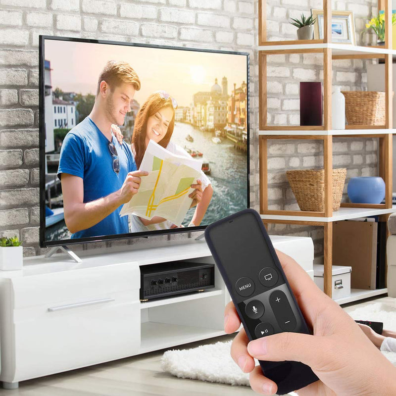 Case Compatible with Apple TV 4K/ 4th Gen Remote Light Weight Anti-Slip Shock Proof Silicone Cover for Controller for Apple TV Siri Remote - Chartreuse Black
