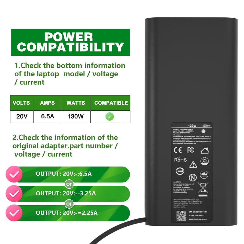 130W USB C Charger for Dell 130W Laptop Charger USB C : Dell XPS 15 Charger,Dell USB-C 130 W AC Adapter,XPS 17 2in1 9575 9500 9700 Precision 5560 5530 5550 5750 Latitude 7310 7210 9410 9510 Power Cord