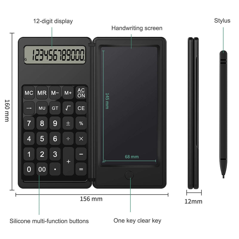 JEOEUS Calculator，Calculators Desktop，Calculator Notepad,6 LCD Writing Tablet,Doodle Pad Drawing Board，Calculator12 Digit Display, Electronic Board Drawing/Memo Pads/Planning Boards