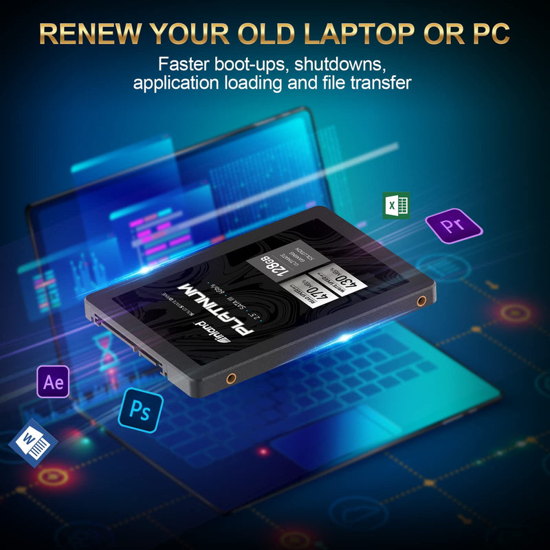INLAND Platinum 128GB SSD SATA III 6Gb/s 2.5" 7mm TLC 3D NAND Internal Solid State Drive (128GB) Platinum-128GB