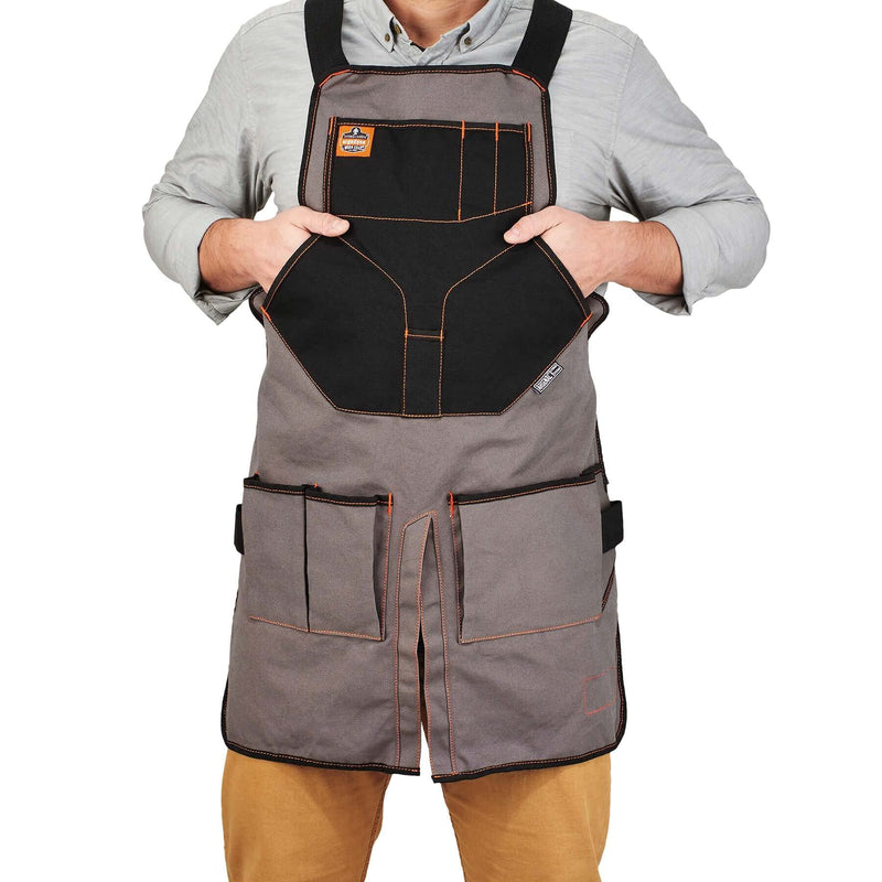 Ergodyne - 13696 Arsenal 5705 Full Length Tool Work Apron, 13-Pockets, Gray
