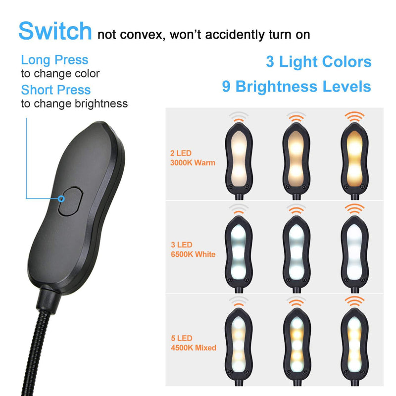 Rechargeable Book Light, Merisky LED Clip on Reading Light for Book in Bed, 3 Color × 3 Brightness, Up to 60 Hours Eye Care Reading, Warm & White, Perfect for Kids, Bed Headboard & Travel