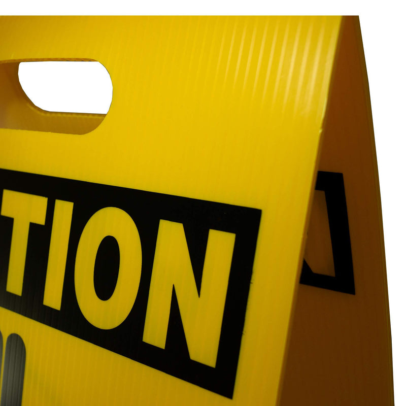 NMC FS8 CAUTION DO NOT ENTER Sign with Graphic - 12 in. x 19 in. Corrugated Plastic, Double-Sided Floor Sign with Black on Yellow