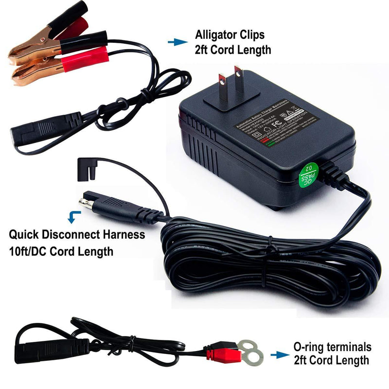 Heagstat Battery Charger, 12V 2-Amp Fully-Automatic Smart Charger, Trickle Charger, Battery Maintainer, for Car Motorcycle Lawn Mower Boat ATV Lead Acid or Lithium(LiFePO4) Batteries 2A 12V Blue