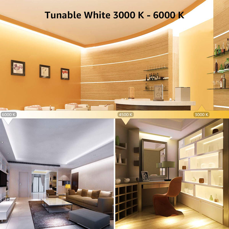 Lepro LED Strip Light, 3000K-6000K Tunable White, 16.4ft Dimmable Bright LED Tape Lights, 300 LEDs 2835, Strong 3M Adhesive, Suitable for Home, Kitchen, Under Cabinet, Bedroom 16.4 ft