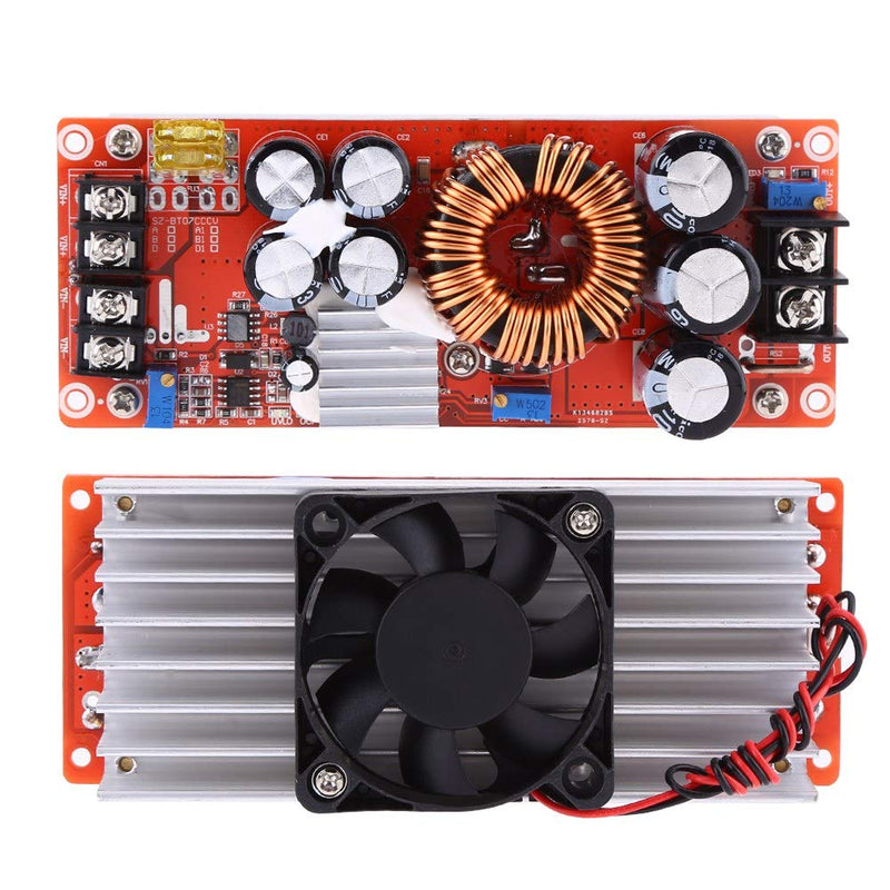 Telituny 1500W Boost Module, Boost Module 30A 1500W DC-DC Boost Converter Step-up Power Supply Module In 10~60V Out 12~90V for LED Motor Electrical Appliances