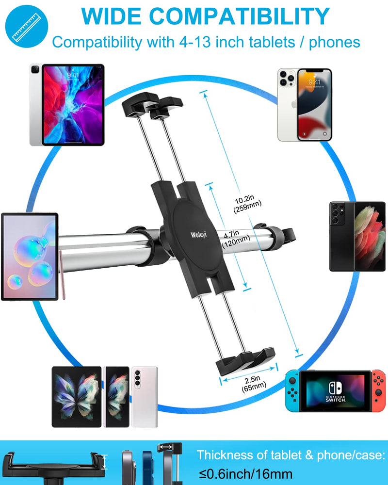 Car Headrest Tablet Holder Mount, [Anti Shake & Stretchable] Phone iPad Holder Back Seat for Car Between, woleyi Kids Stand for iPad Pro 12.9 Air Mini, Galaxy Tabs, Switch, 4-13" Cell Phones & Tablets