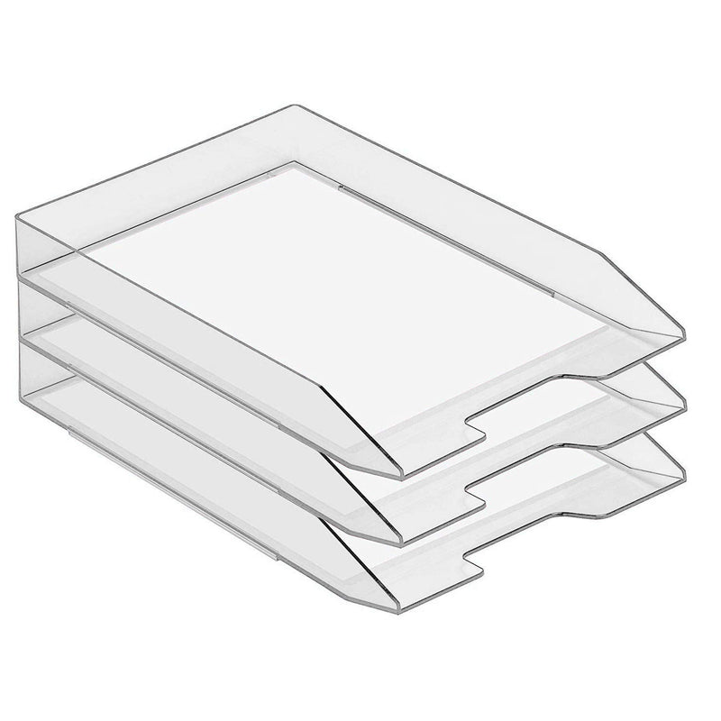 Acrimet Stackable Letter Tray Front Load Plastic Desktop File Organizer (Clear Crystal Color) (1 Unit)