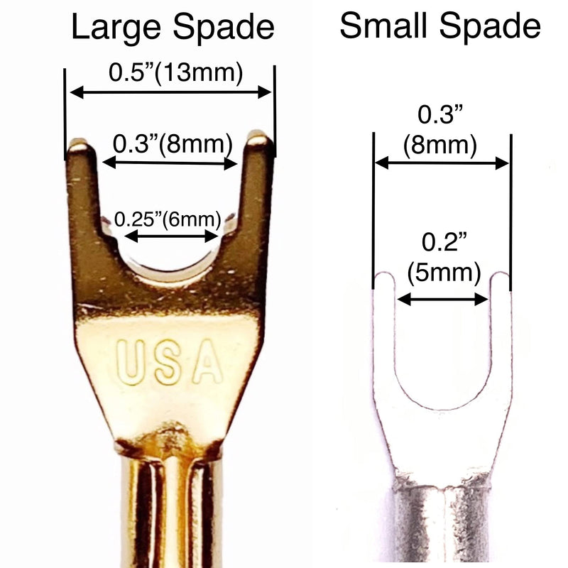 CESS-002L Barrier Spade Fork to 1/4 Inch TS Speaker Cable Adapter (Large Spade) Large Spade
