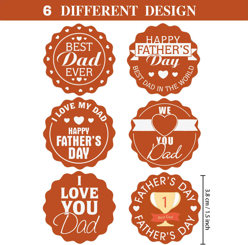 Happy Father's Day Stickers 1.5 inch Best Dad Ever Day Sticker Fathers Day Party Favors Greeting Card Envelope Seals Labels for Celebrate,Decorate,Pack 500pcs