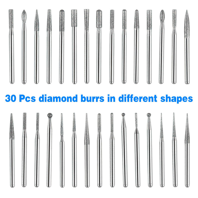 30 pieces diamond grinding point 3 mm, 150 grit drill grinding point, diamond cutter set carbide grinding point, diamond cutter grinding for glass gemstone for grinding, polishing, engraving