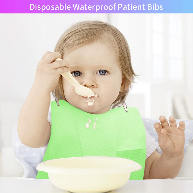 60 PCS Disposable Dental Bibs Waterproof Polyback Towel Tattoo Tray Covers, 3 Ply Dental Napkins Patient Bib Lap Cloths - Sturdy and Leakproof|13" x 18"|Green Green