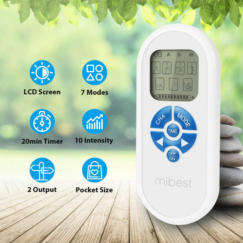 MIBEST Portable TENS Unit - Electronic Pulse Massager - Muscle Stimulator Machine for Women and Men - EMS Electrotherapy Muscle Stimulator - Electronic Pulse Stimulator