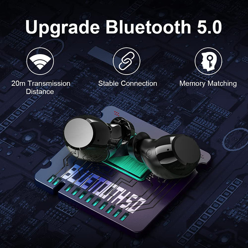 Wireless Earbuds, Mini Bluetooth Wireless Headphones with Mic Bluetooth 5.0 Earbuds with LED Display, Charging Case, Smart Touch Control, 30H Playtime, IP7 Waterproof Bluetooth Headset for Sports/Work