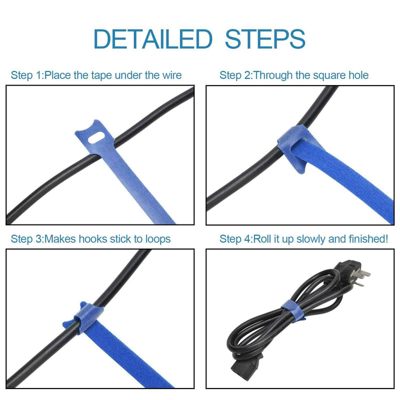 Hmrope 60PCS Fastening Cable Ties Reusable, Premium 6-Inch Adjustable Cord Ties, Microfiber Cloth Cable Management Straps Hook Loop Cord Organizer Wire Ties Reusable (Assorted Colors)