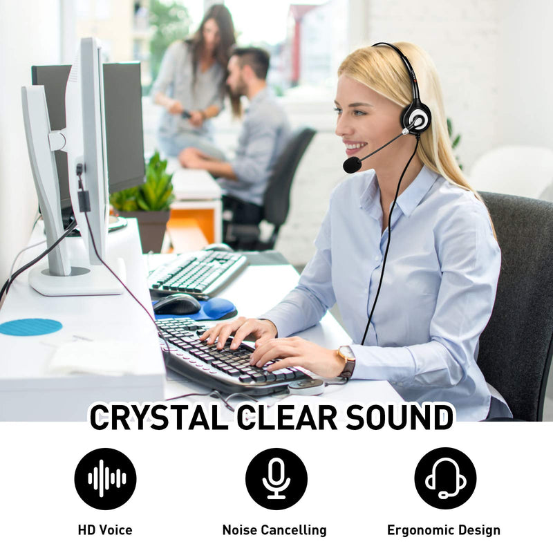 Arama Cell Phone Headset w/Lightweight Secure-Fit Headband, Pro Noise Canceling Mic and in-line Controls 3.5mm Headset for iPhone, Samsung, LG, HTC, BlackBerry Mobile Phone and iPad Tablets (A602MP) Binaural-A600