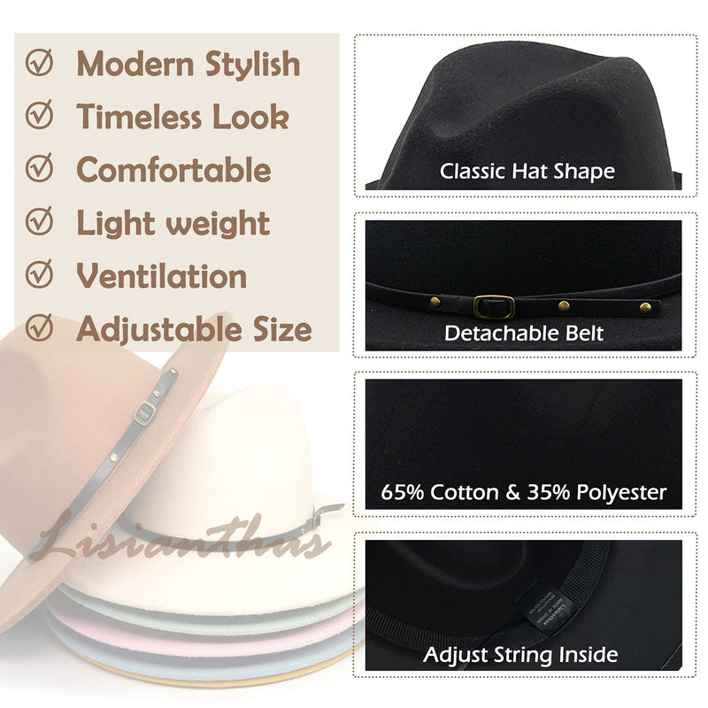 Lisianthus Women Belt Buckle Fedora Hat Black