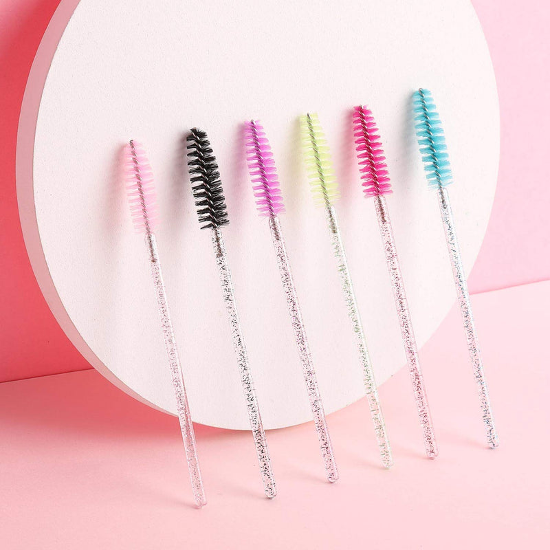 300 Disposable Mascara Wands Eyelash Brush Spoolies for Eye Lash Extension, Eyebrow and Makeup Crystal Tbestmax 01 Multi-colored