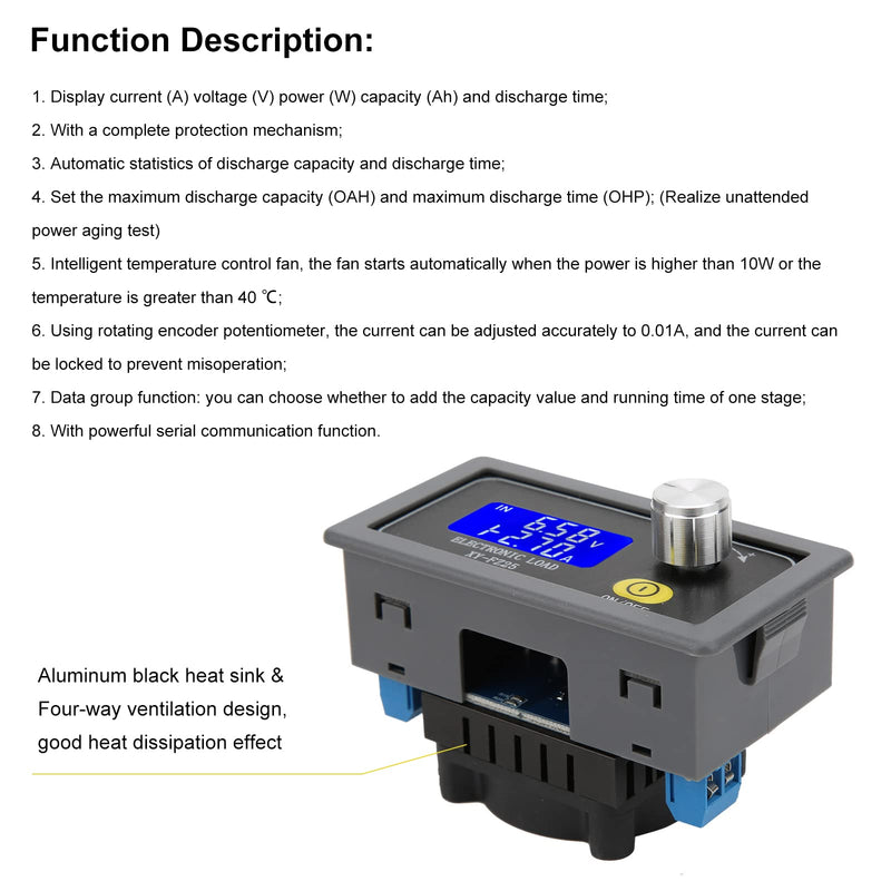 Constant Current Electronic Load Tester 5A 35W Adjustable Load Detector Battery Checker Tester Testing Tool Digital(cm: 10.00*6.00*5.00) cm: 10.00*6.00*5.00