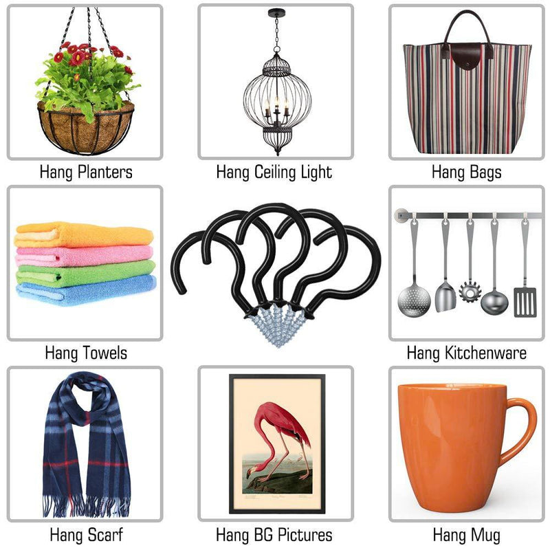 ECKJ Cup Hooks Mug Hooks 20PCS Ceiling Hooks Vinyl Coated Screw in Wall Hooks Plant Hooks Kitchen Hooks Great for Indoor Outdoor Use Color Black 1.77 Inches 1.25in 20pcs