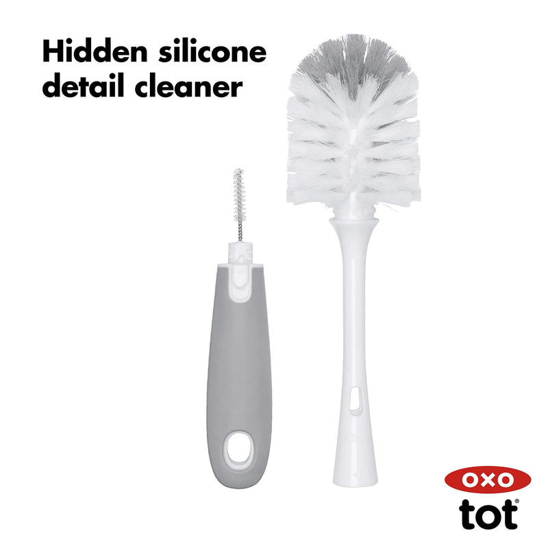 OXO Tot Bottle Brush with Nipple Cleaner and Stand, Gray