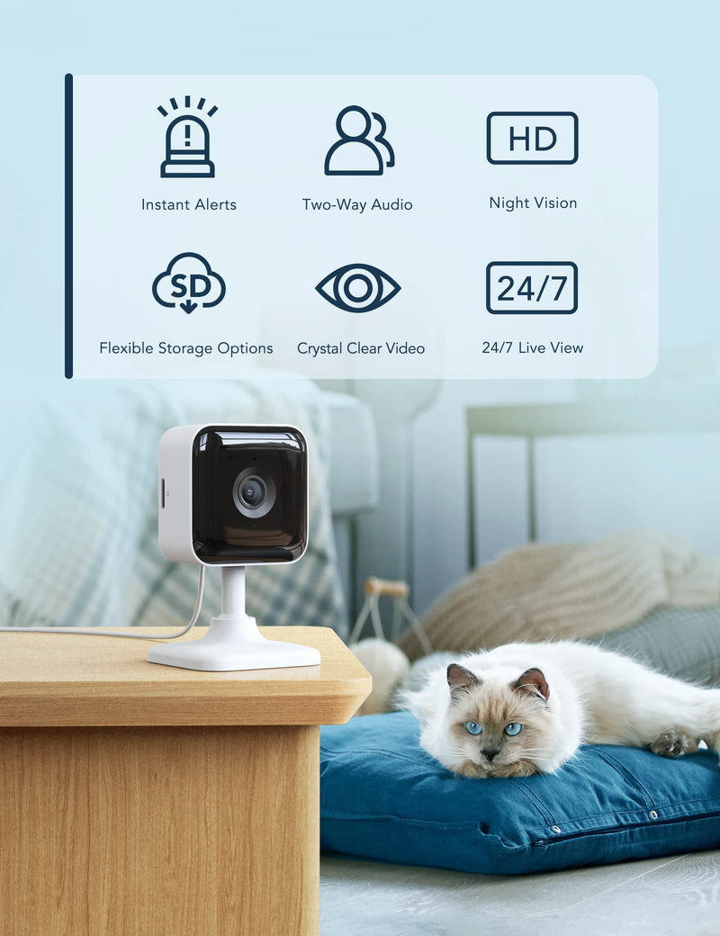 Indoor Security Camera GNCC 1080P WiFi Cameras for Home Security, Motion/Sound Detection/2-Way Audio/Night Vision, APP Control, Real-Time Alert, SD&Cloud, 2.4G (C2)