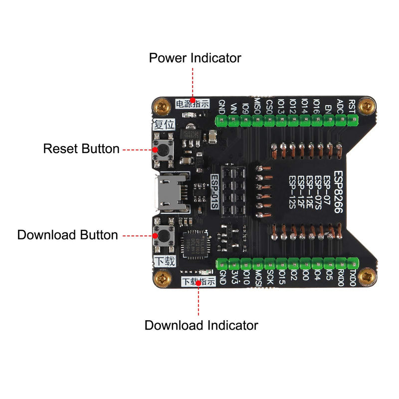 DORHEA ESP8266 Code Burner Firmware Downloader Flash Download Tool Test Board + 5pcs ESP-12E ESP12E WiFi Module Compatible with Ardu-ino, Wireless Transmission Serial Transceiver Receiver