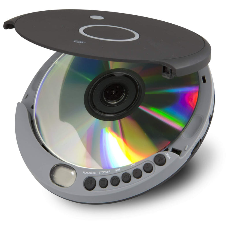 GPX Portable Personal CD Player and MP3 with Anti Skip Protection and Stereo Earbuds, Black Gray PC807BMP3U (Micro USB or 2 AA Batteries not Included)
