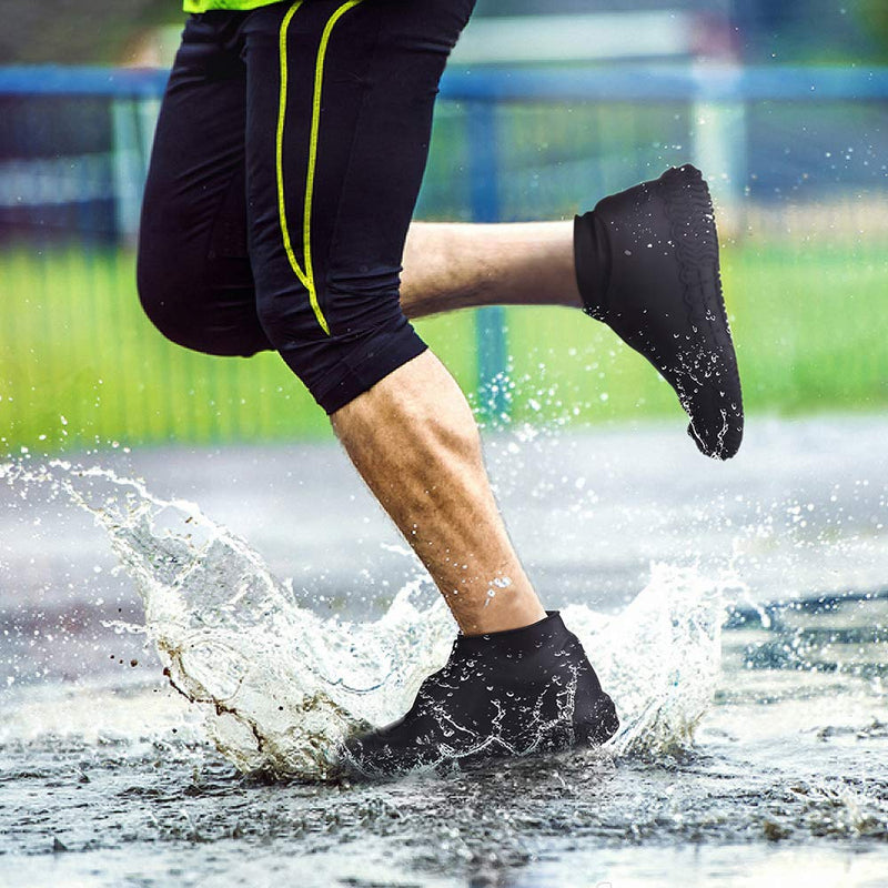 Shiwely Silicone Waterproof Shoe Covers, Upgrade Reusable Overshoes with Zipper, Resistant Rain Boots Non-Slip Washable Protection for Women, Men (L (Women 7.5-11, Men 6.5-10.5), Black) L (Women 7.5-11, Men 6.5-10.5)