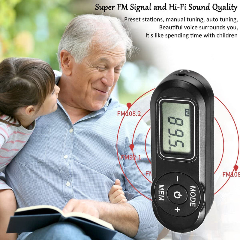 SWDSTP Personal FM Walkman Radio, Mini Digital Tuning Portable Radio with Headphones LCD Display, Pocket Radio for Walking Jogging, Upgrade Volume Control
