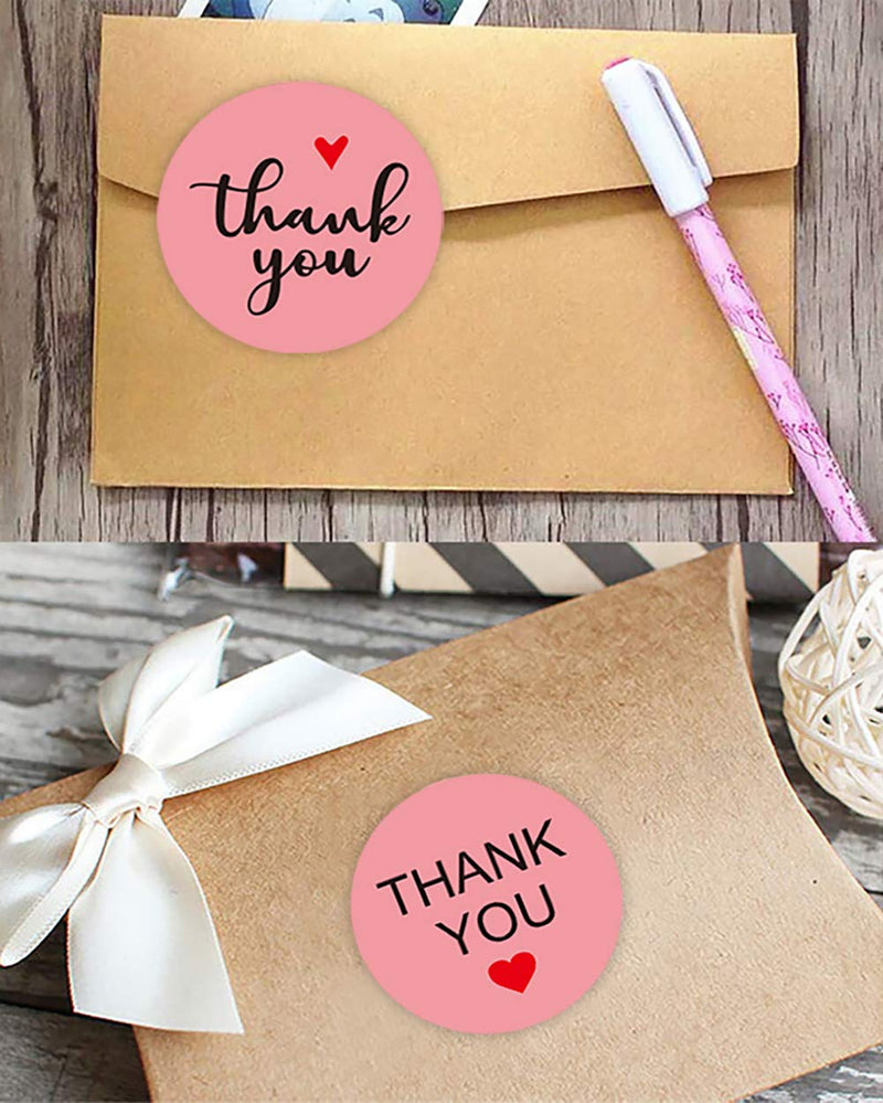 Thank You Stickers, 2 Pack Total 1000pcs 1 Inch Cute Stickers for My Orders Placed Shipping Boxes Small Business Supplies Gift Card Thank You Cool Stickers(Pink-Round, 1'')