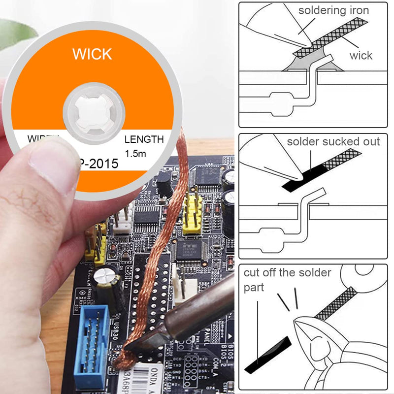 Xiatiaosann Desoldering Braid Desoldering Wire Soldering Wick Desoldering Braid Wire Solder Tool Pack of 7 for Soldering Circuit Boards, 1.5 Meter Length (1.0/1.5/2.0/2.5/3.0/3.5/4 mm)