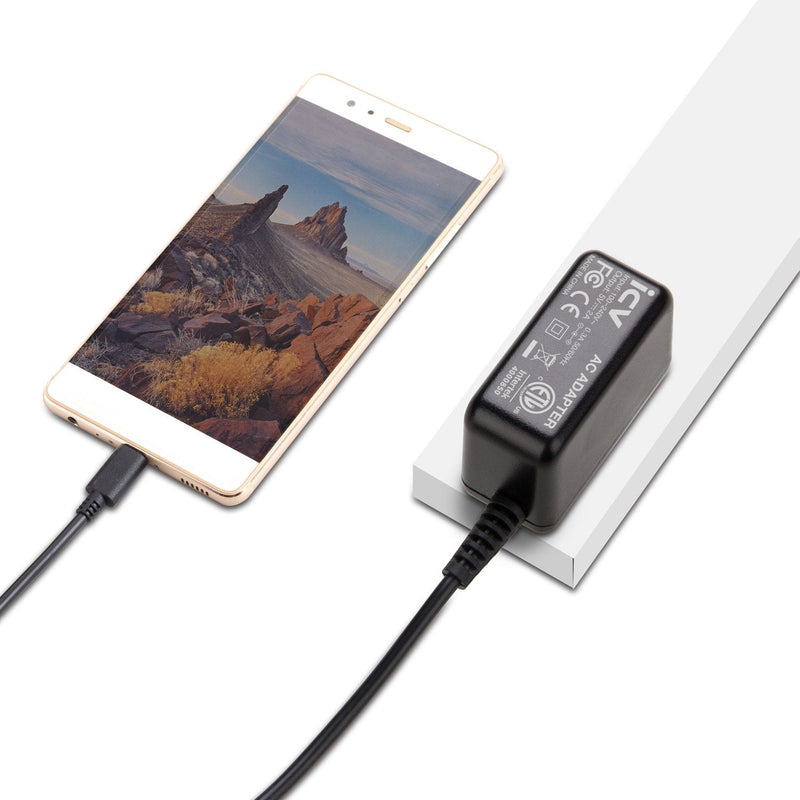 icv 5V 2A USB C Wall Charger with US Adapter for Samsung Galaxy S8, S8 Plus, Note 8, LG G5, G6, HTC 10, Nexus 6P, 5X and Other Type-C 5V Supported Device (Black)