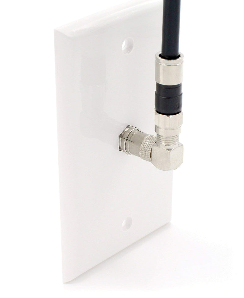 Push On and Right Angle Coax Connector - Push On F Connector Male to Screw On Female Adapter - Pack of 4 4 Pack Silver