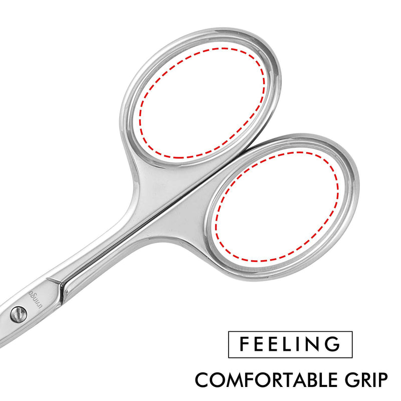 LIVINGO 3.75" Rounded Curved Nose Hair Scissors, Premium Stainless Steel Safety Small Blades Use for Manicure Cuticle Trimming Facial Hair, Eyebrow, Dry Skin Silver