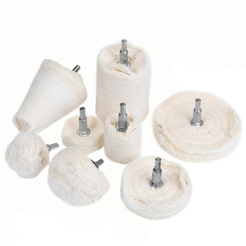WiMas 8 pieces polishing disc made of cotton, polishing buffing pad, polishing wheel for manifold stainless steel, chrome, aluminum, jewelry, wood, etc