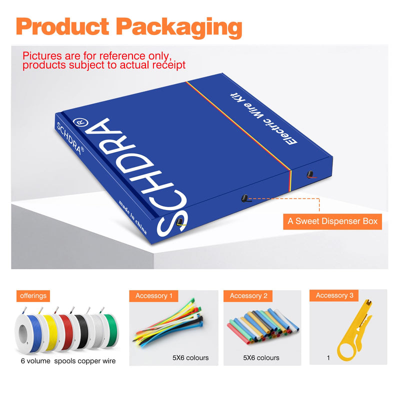 0.75mm² silicone electrical cable-SCHDRA 18 AWG tinned copper wire coil, 6 colors, 3 meters per cable, stranded wire, flexible and soft, ideal for electrical applications 18AWG silicone 3m