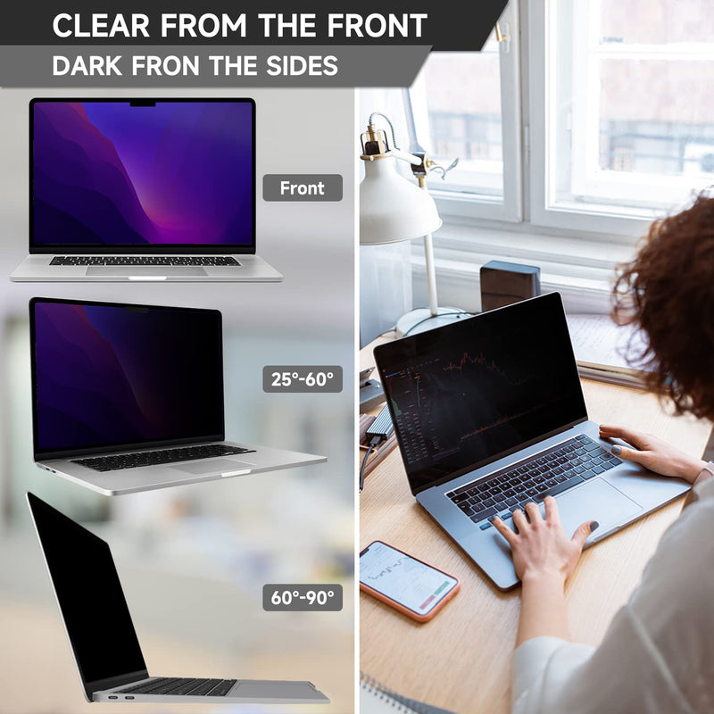 ANTOGOO V Upgrade Privacy Screen Filter Compatible with MacBook Pro 14 Inch (M2 Pro / M2 Max / M1 Pro / M1 Max), Removable Anti Blue Light Anti Glare Laptop Privacy Filter, No Magnetic No Glue MacBook Pro 14''(2021-2023,M1,M2)