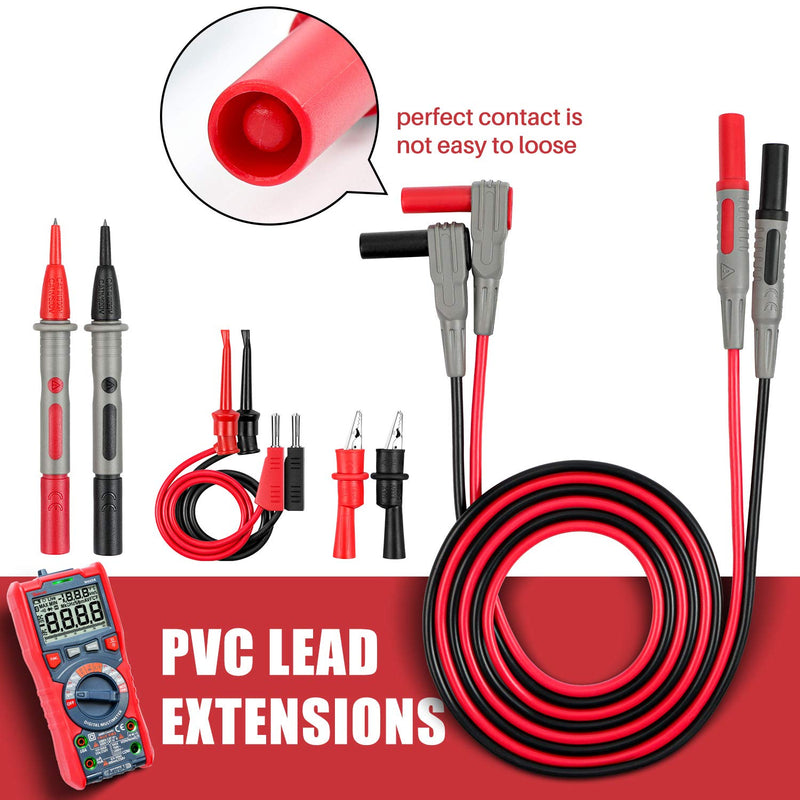 AstroAI 8Pcs Multimeter Test Leads Kit,Digital Multimeter Leads with Alligator Clips and Plunger Test Mini Hooks Test Probes 1000V 10A CAT III & CAT IV 600V for Multimeter, Voltmeter, Clamp Meter