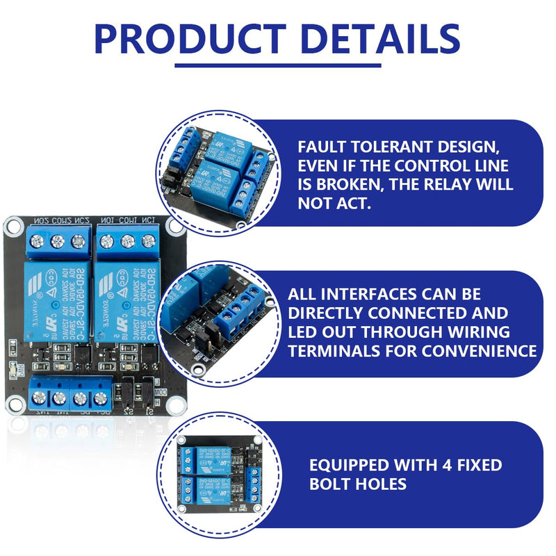 Innfeeltech 6pcs DC 5V Relay Module 2-Channel Relay with Optocoupler High or Low Level Trigger Expansion Board 6pcs 2-Channel